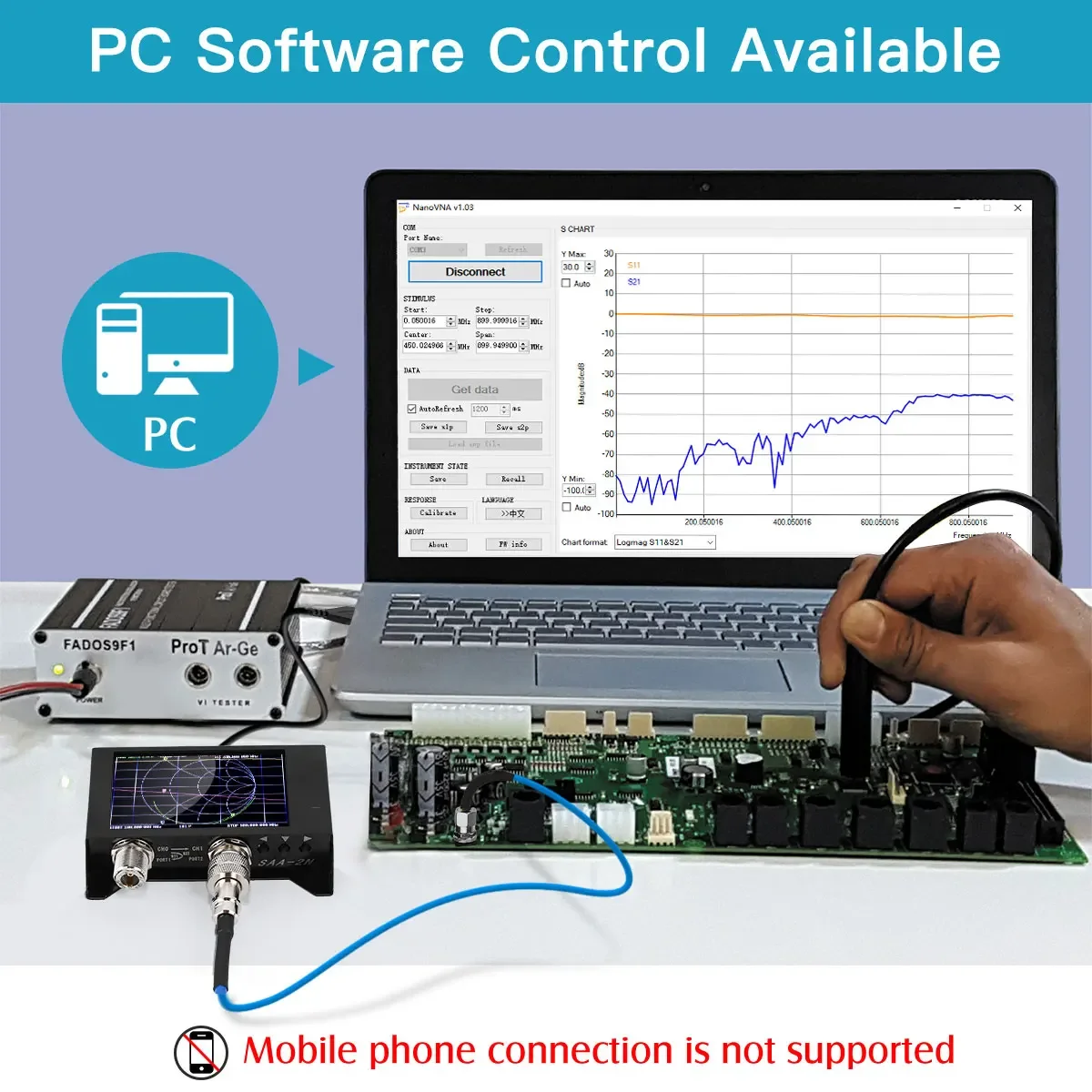 NanoVNA SAA-2N VNA Analizador de antena Caja de metal Pantalla de 4 pulgadas 50KHz -3GHz Analizador de red vectorial HF VHF UHF Nano VNA 3000mAh - imagen 2