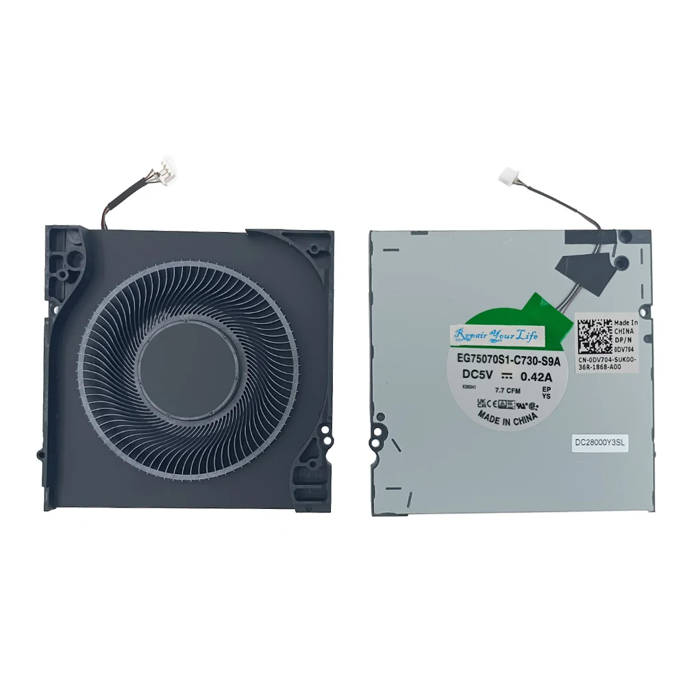 Ventilador de refrigeración para ordenador portátil, enfriador para DELL Precision 7670, M7670, A5500, CN-0DV704, DV704, Notebook, PC, radiador, EG75070S1-C730-S9A, DC5V - imagen 5