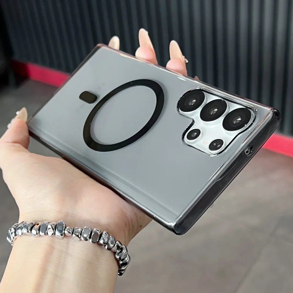 Funda magnética HD de cristal de lujo para Samsung S25 Edge S24 S23 Plus Ultra S24FE S23FE para Magsafe, funda dura transparente ultrafina para PC - imagen 5