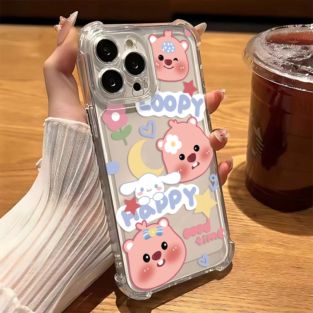Funda de teléfono de muñeca caliente de Corea Loopy de dibujos animados para iPhone 16 15 14 13 12 11 Mini Pro Max X XR XSMax 8 Plus cubierta transparente anticaída - imagen 5