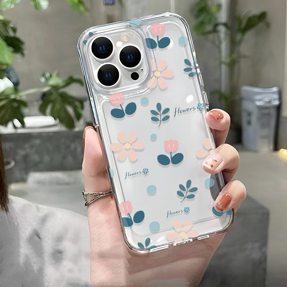 Funda de flores para iPhone 15 Fundas iPhone 15 12 13 14 16 Pro Max 14 15 Plus 16Pro iPhone16 Funda transparente a prueba de golpes - imagen 3