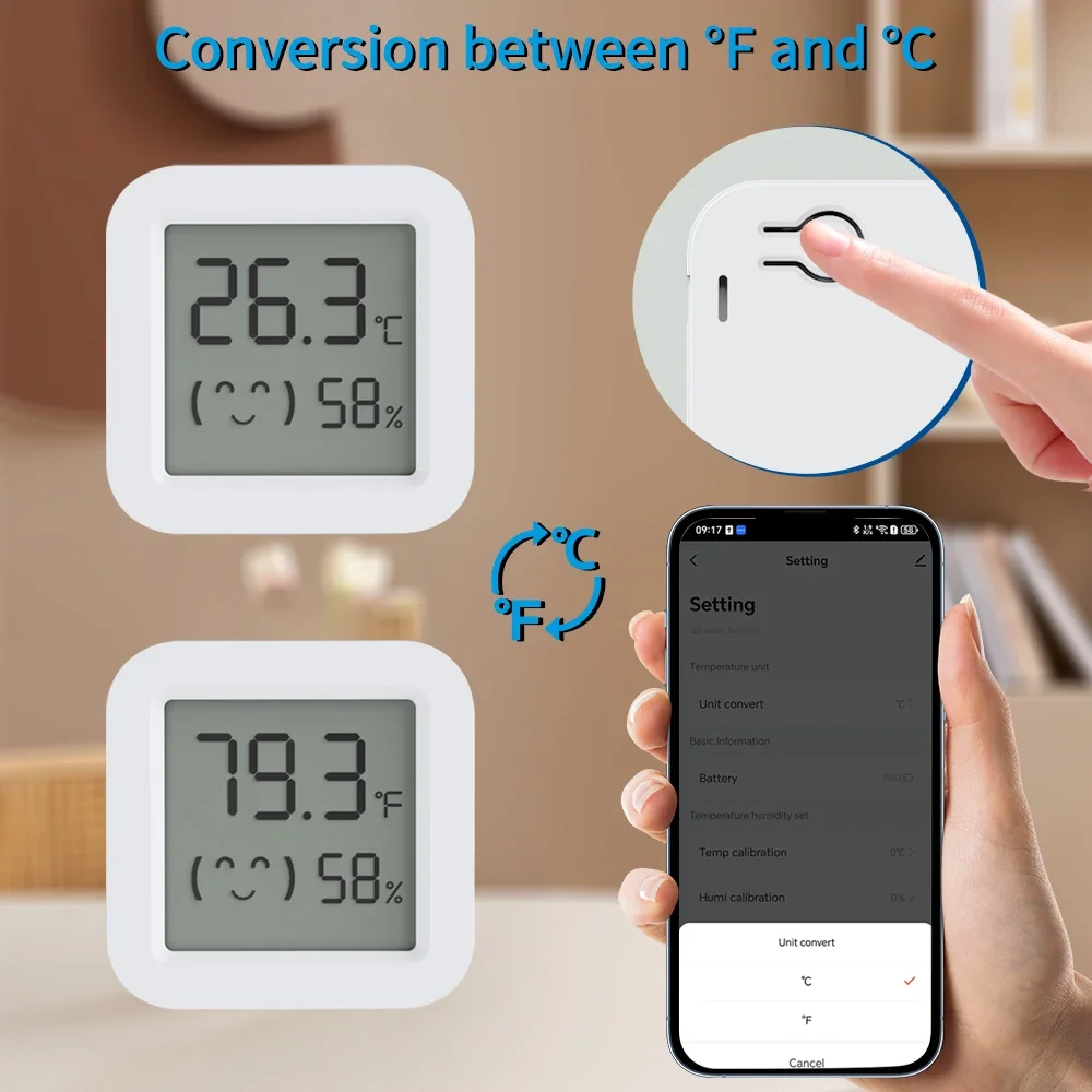 Sensor de temperatura y humedad Tuya, Mini pantalla LCD inteligente 2025, compatible con bluetooth, controlado por aplicación para Smart Life Alexa - imagen 3