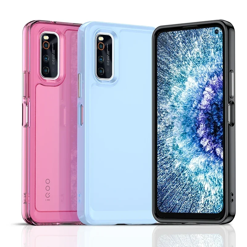 Funda de teléfono con parachoques de silicona Candy a prueba de golpes para iQOO Neo Series - Funda protectora para Neo 5 Lite Young/Neo 3/Neo Z1