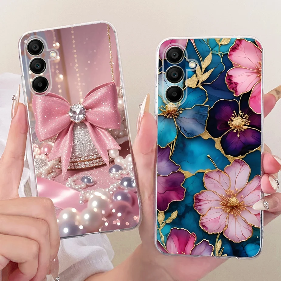 Para Samsung Galaxy A55 funda A15 A25 A35 funda de teléfono pintada con flores coloridas para Samsung A15 A 55 Galaxy A25 A35 funda suave - imagen 3