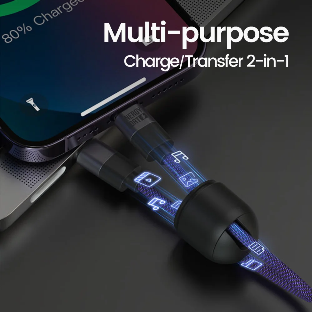 Cable de carga rápida tipo C para Iphone 15, Cable de extensión de carga de datos plano, transferencia de datos Pd, 240W, 0,2 M - imagen 2