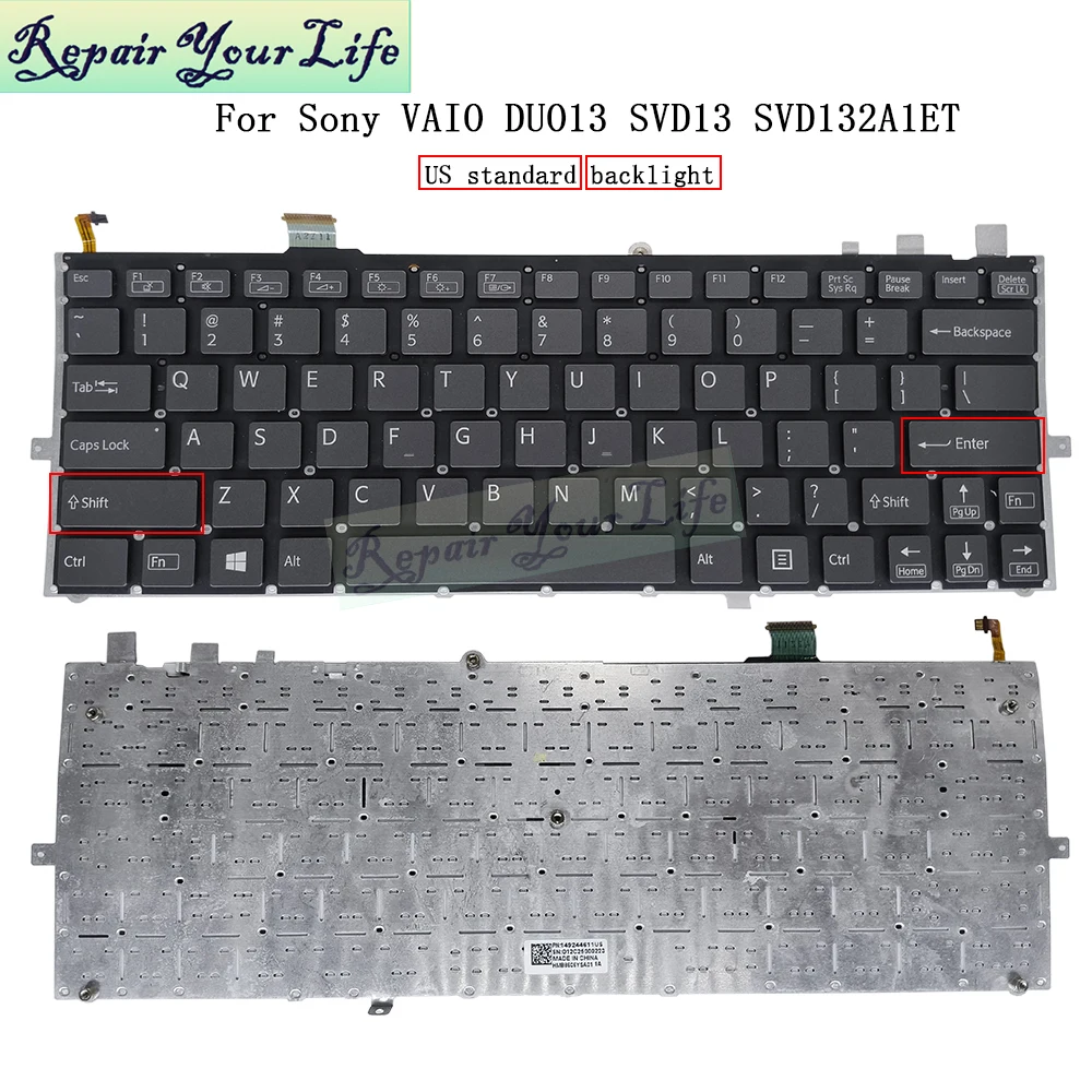 Teclado retroiluminado inglés para Sony Vaio DUO 13, SVD13, SVD132, SVD132A1ET, SVD13215PXB, SVD132A14L, 149245411US, 149244611US, nuevo