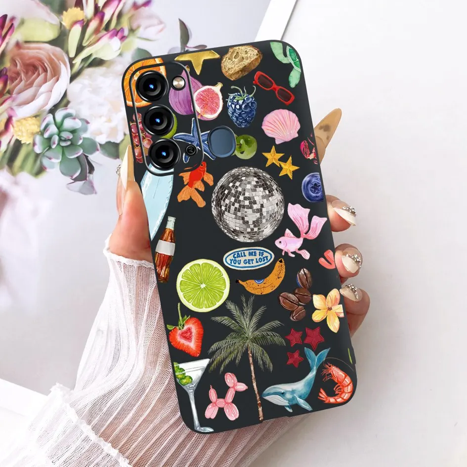 Para Itel Vision 3 Funda de moda con flores pintadas carcasa de silicona suave negro TPU Funda de teléfono para Itel S17 S661W S 17 parachoques P38 Funda - imagen 3