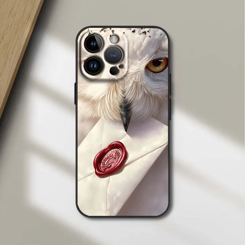Funda mágica de búho artístico para Apple iPhone 12 11 8 7 6 6S XS XR X SE Mini Plus Pro Max funda de teléfono negra - imagen 4