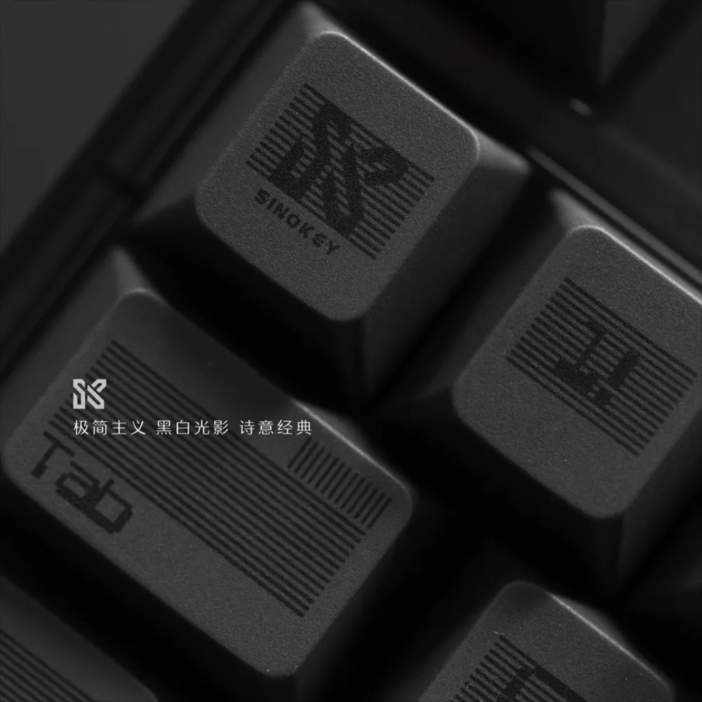 Moire Fringe-tecla Retro minimalista con rayas Moire, PBT 1,7, 144 teclas, perfil de cereza, accesorios ergonómicos para juegos, tallado frontal - imagen 2