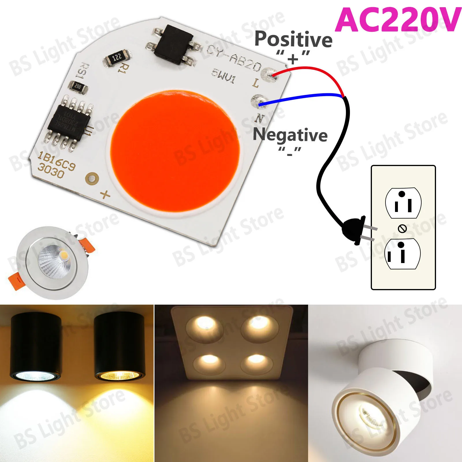10 Uds Cob Led 220v blanco neutro cálido rojo azul verde 5W luces Led luces de pista focos decoración interior del hogar fuente de luz - imagen 5