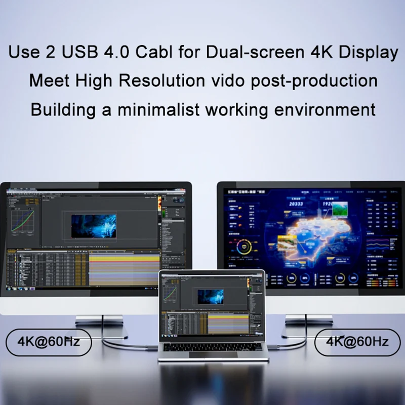 Cable de datos USB tipo C Thunderbolt 4/3, Cable Coaxial de carga rápida PD de 100W, 40Gbps, 5A, 8K, 60Hz, para iPhone 15 Plus Pro Max - imagen 5