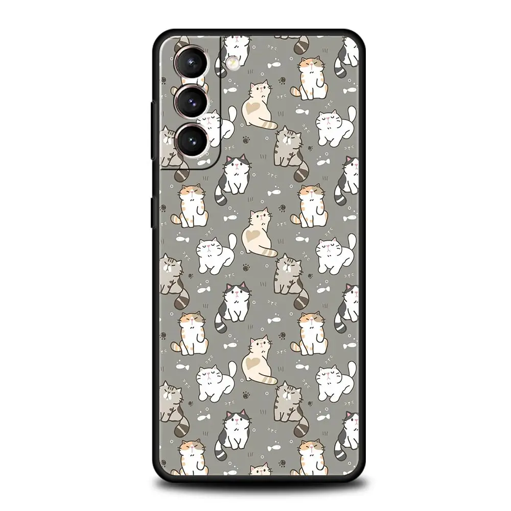 Funda de teléfono de fondo de dibujos animados de gatos lindos para Samsung Galaxy S24, S23, S22, S20 FE, S21 Ultra, 5G, S9, S8, S10 Plus, S10E, 10 Lite, 20 - imagen 4