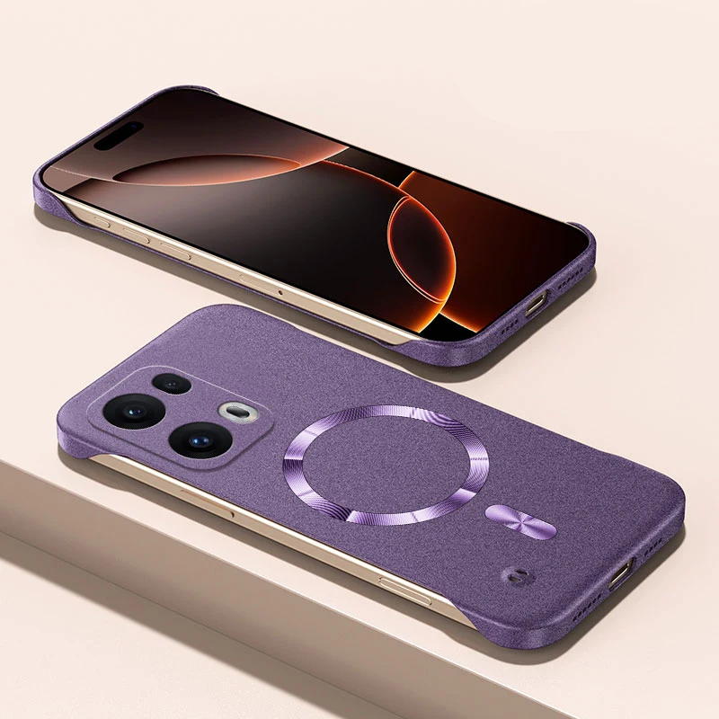 Para Magsafe funda de arenisca sin marco para Oppo Find X3 Lite Neo X5 X6 X7 X8 X9 Ultra Reno 6 8 9 13 14 Pro cubierta dura magnética - imagen 2