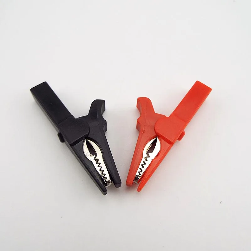 Pinza de cocodrilo de 55mm, pinza de cocodrilo, Clips DIY, sonda de prueba, Cable de enchufe de Color negro y rojo, Clips eléctricos aislados - imagen 3