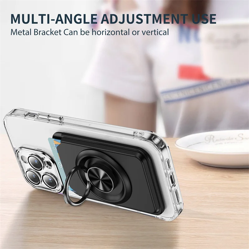 Magnético Para Anillo Magsafe 360 °   Cartera con soporte para iPhone 16 15 14 13 12 Pro Max para Samsung S24 S23 S22 Ultra funda para tarjetero - imagen 5