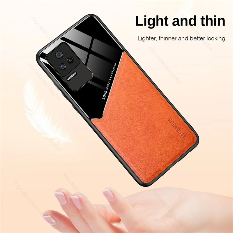 Funda Little Poko F4 5G de cuero con soporte magnético para coche para Xiaomi Poco F4 F 4 5G 6,67 "TPU marco suave a prueba de golpes Coque PocoF4 - imagen 4