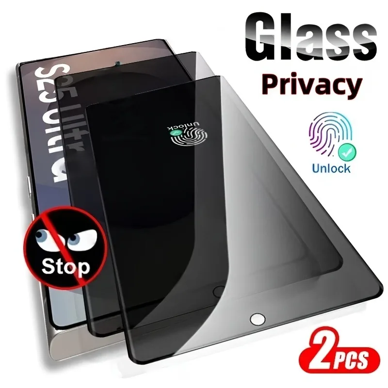 Protector de pantalla de privacidad de cubierta completa, 2 uds., para Galaxy S25 S24 Ultra S24 S25 S23 S22 S21 Plus FE S25 Edge, vidrio templado de privacidad
