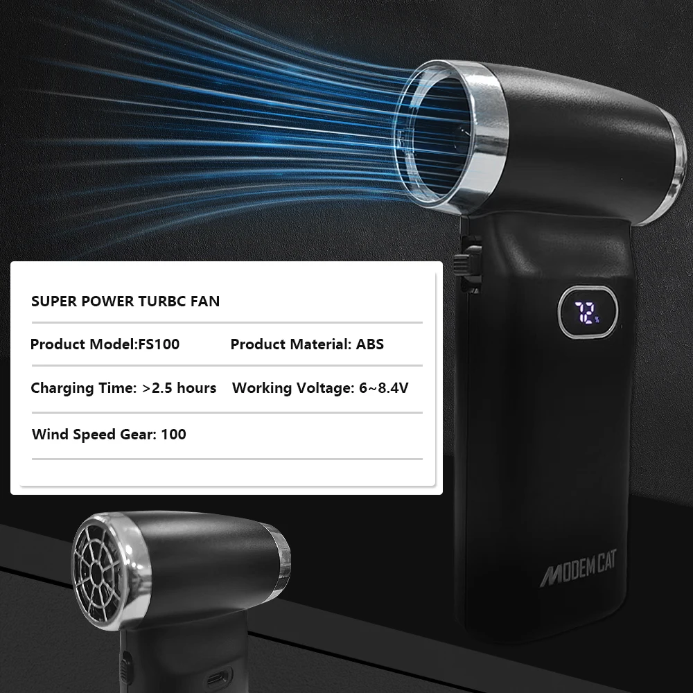 Ventilador violento, turboventilador ajustable de alta velocidad con alto volumen de aire, carga sin escobillas, ventilador de mano para exteriores, limpieza de coche - imagen 3