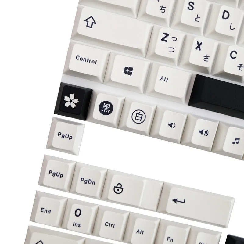 129 teclas/juego GMK BOW, teclas minimalistas en blanco y negro, teclas de sublimación de tinte PBT, teclas japonesas con perfil de cereza con cambio 1.75u 2u - imagen 3