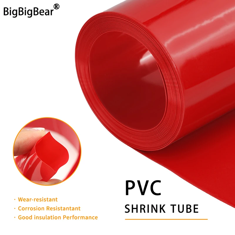 Tubo termorretráctil de PVC de 1 ~ 20m, envoltura de caja de litio, ancho rojo, funda de Cable de 7 ~ 280mm, paquete de batería Lipo 18650, película aislante de protección - imagen 2