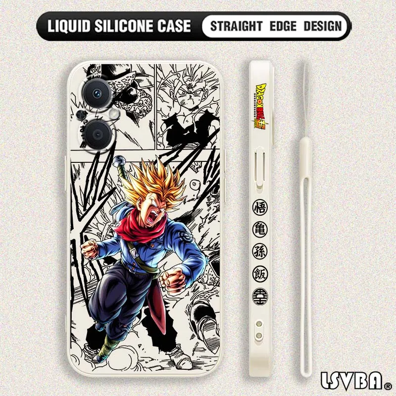 D-Dragon Ball Trunks Saiyan para OPPO Reno 8 7 A96 A78 A74 A72 A58 A53 A40 Lite 5G cubierta de la caja del teléfono de cuerda izquierda líquida - imagen 4