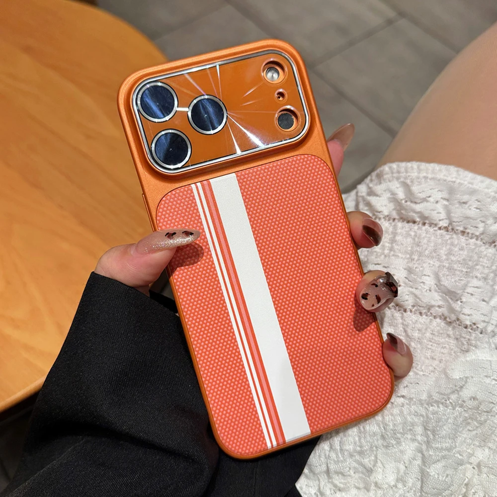 Funda de teléfono magnética con diseño de celosía a rayas coloridas de lujo para iPhone 17 16 15 14 13 Pro Max Air 16 Plus, funda trasera antideslizante - imagen 5
