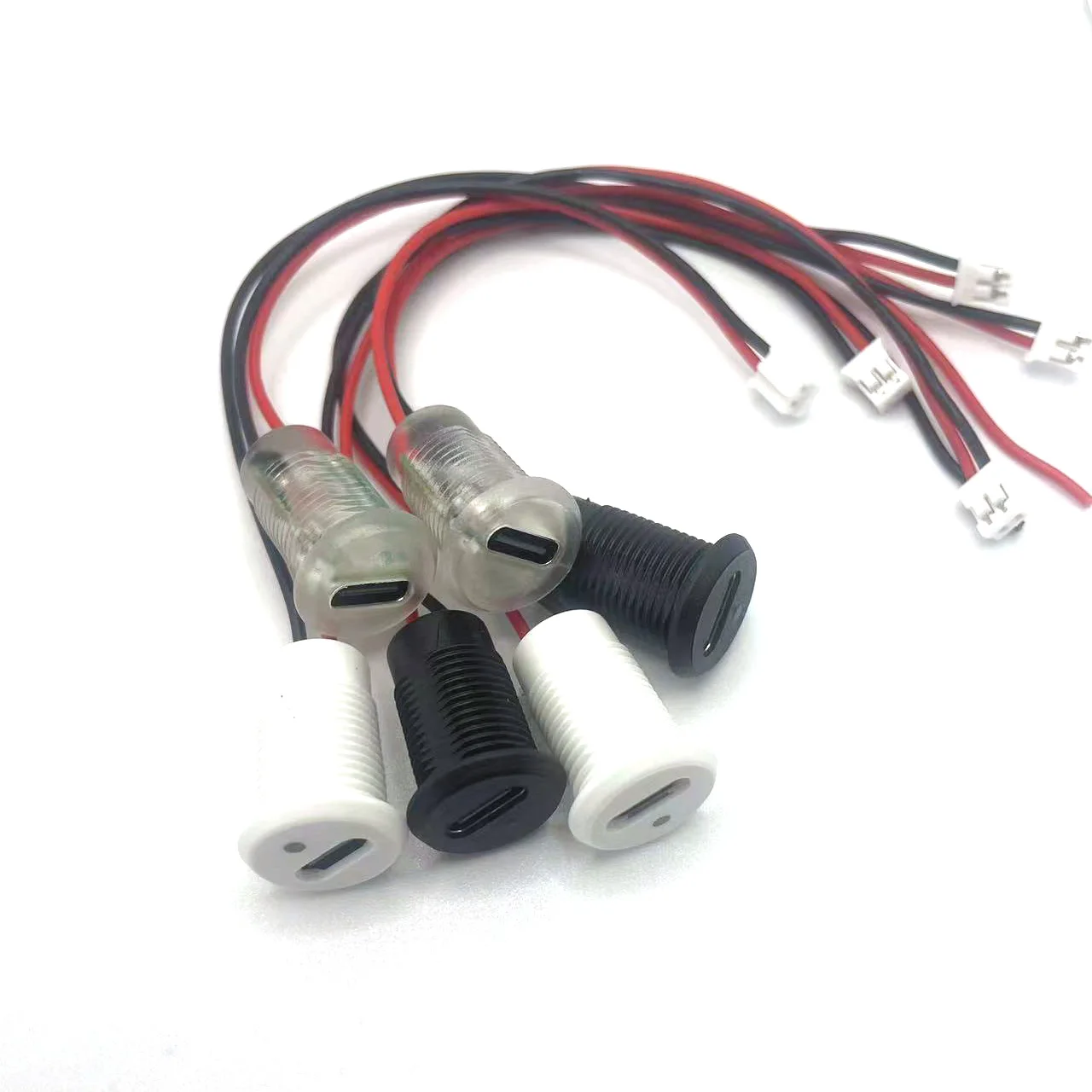 Luz LED de 2 pines USB tipo c conector impermeable tuerca de bloqueo enchufe hembra interfaz de carga de soldadura - imagen 4