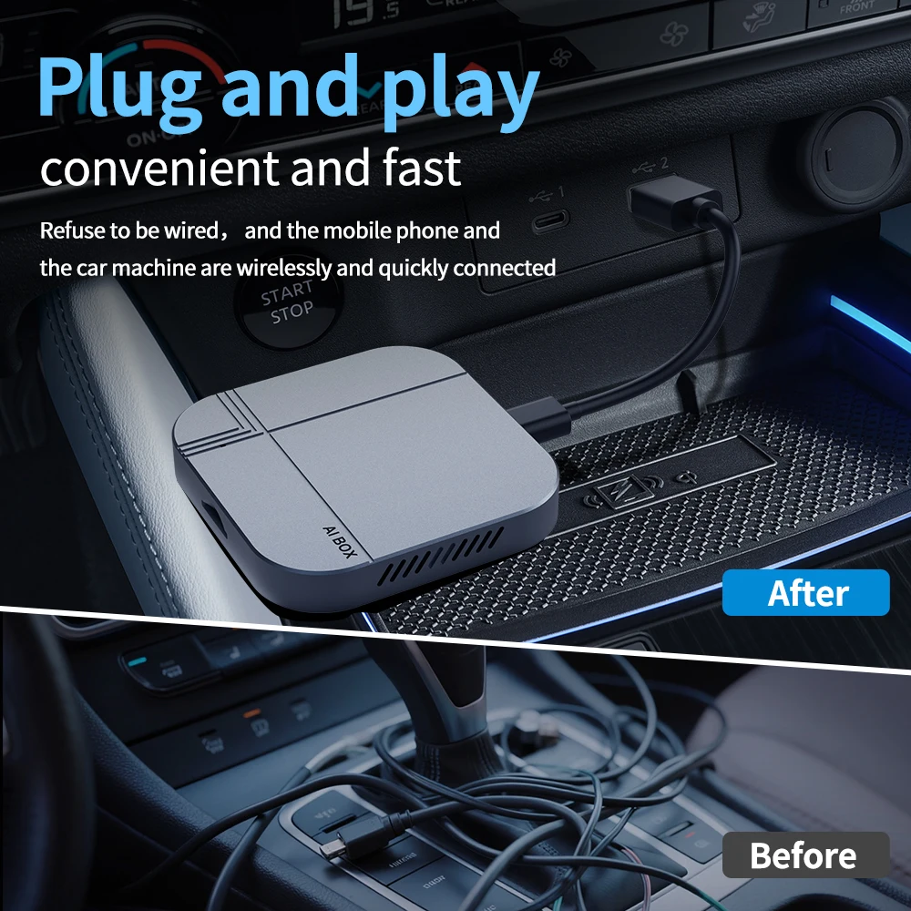 Adaptador automático inalámbrico 3 en 1 Android 12 Ai Box CarPlay para Netfilx Youtube IPTV Spotify accesorios de coche para todos los coches universales - imagen 3