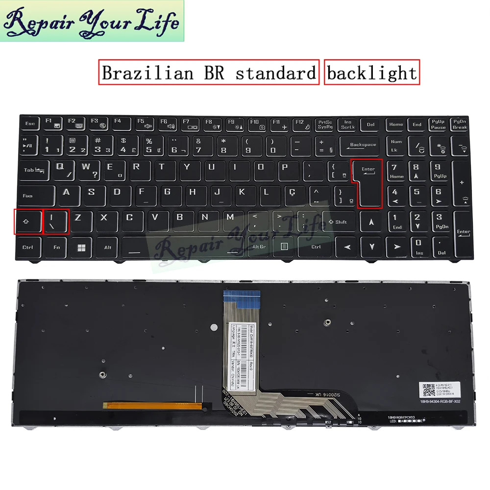 PT-BR Reino Unido Brasil alemán italiano francés teclado retroiluminado para Medion Erazer Crawler E10 E25 P20 NP70PNP-M MD61861 MD62364 MD62449 - imagen 4