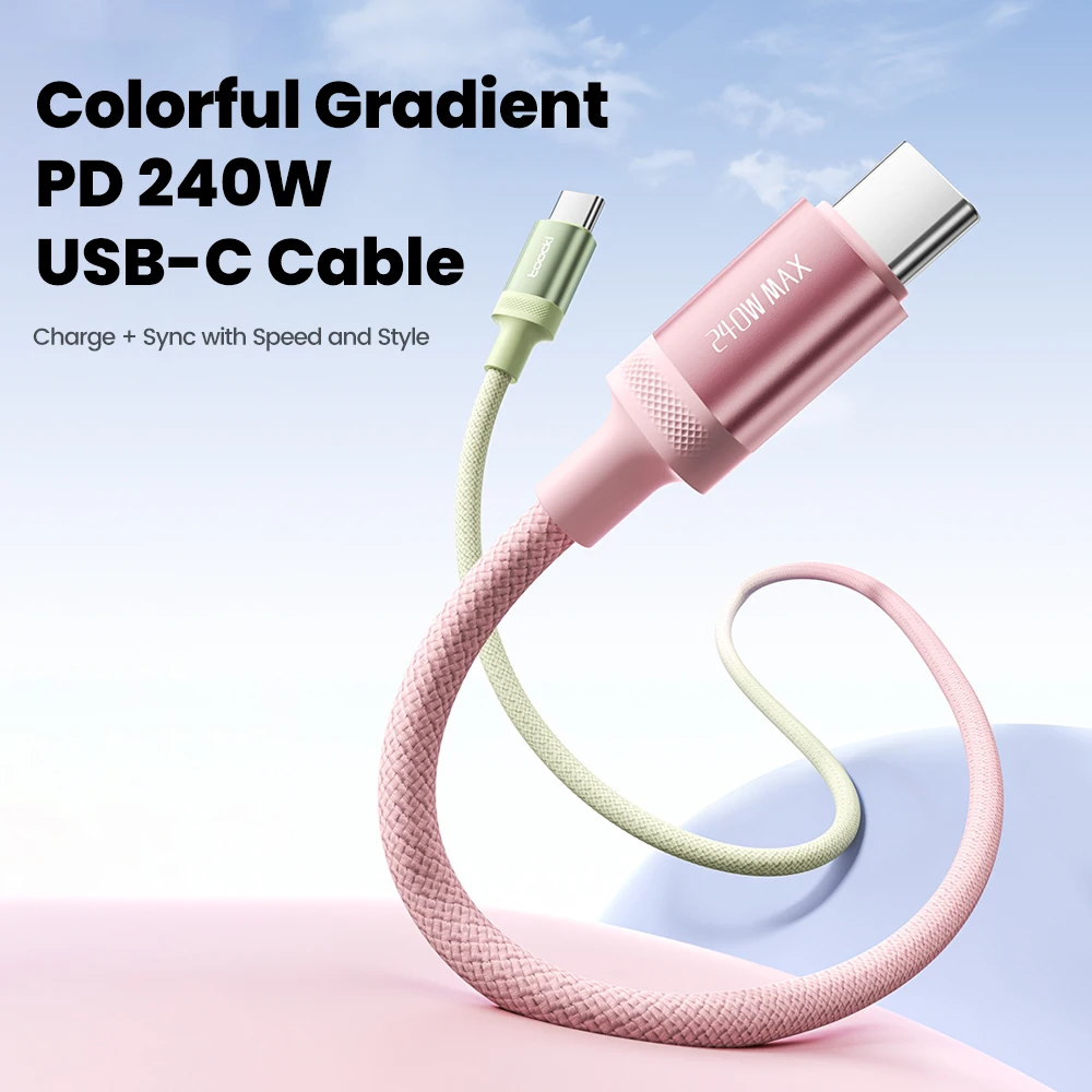 Toocki Cable USB C de dos colores de 240W PD3.1 QC4.0 carga rápida para Macbook iPhone 17 16 Samsung Xiaomi Honor Cable tipo C ultra rápido - imagen 2
