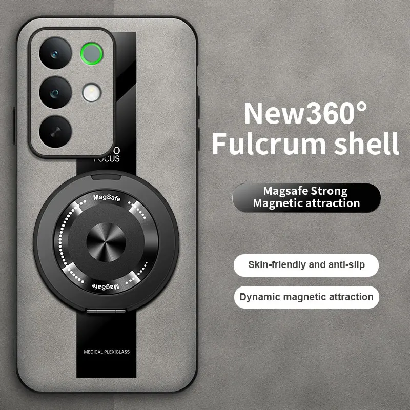 Funda para Realme C85 Pro 15X 360 soporte magnético giratorio PU silicona piel de oveja funda trasera de cuero para Realme 15X C85 Pro parachoques - imagen 3