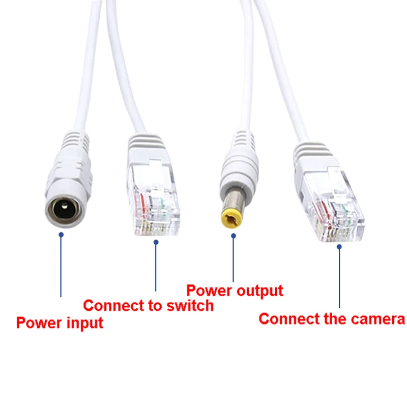 Cable adaptador POE de alimentación pasiva sobre Ethernet, divisor POE, módulo de fuente de alimentación del inyector RJ45, 12-48v para IP Camea, 1 Uds. - imagen 4