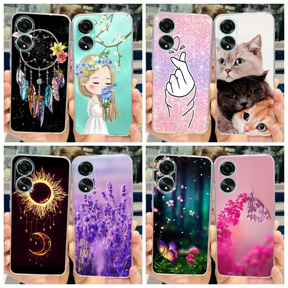 Funda de silicona blanda con dibujos animados de gato para Oppo A78, carcasa trasera de TPU, 4G, CPH2565