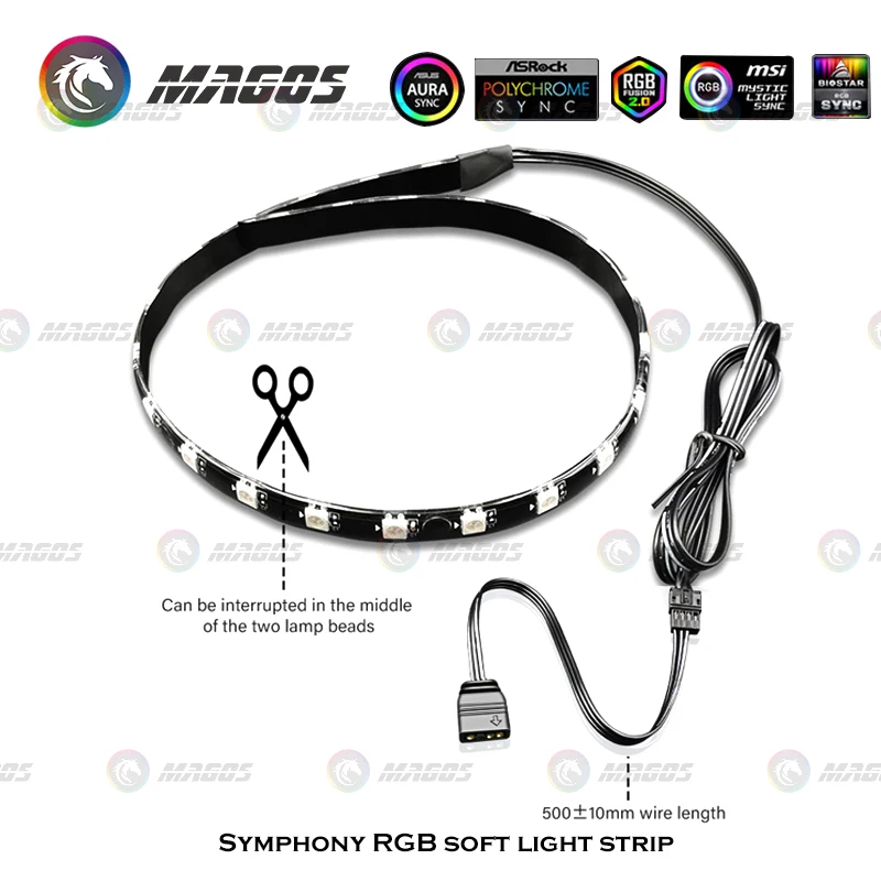 COOLMOON-tira de luz LED magnética Flexible, 40cm, RGB, 5V, ARGB, M/B, chasis de sincronización, decoración para caja de PC, gabinete DIY para jugadores - imagen 2
