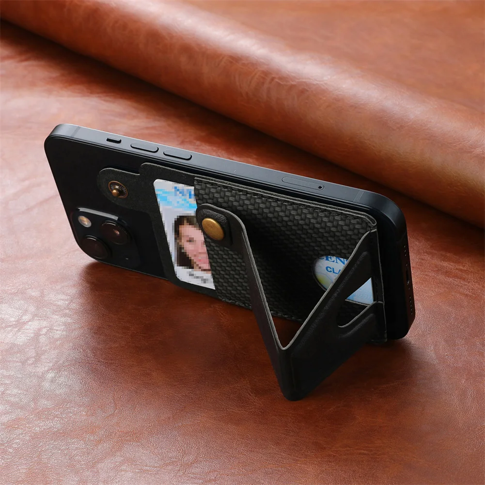 Cartera de cuero con soporte ajustable para teléfono, tarjetero de bolsillo, tarjetero, funda para teléfono