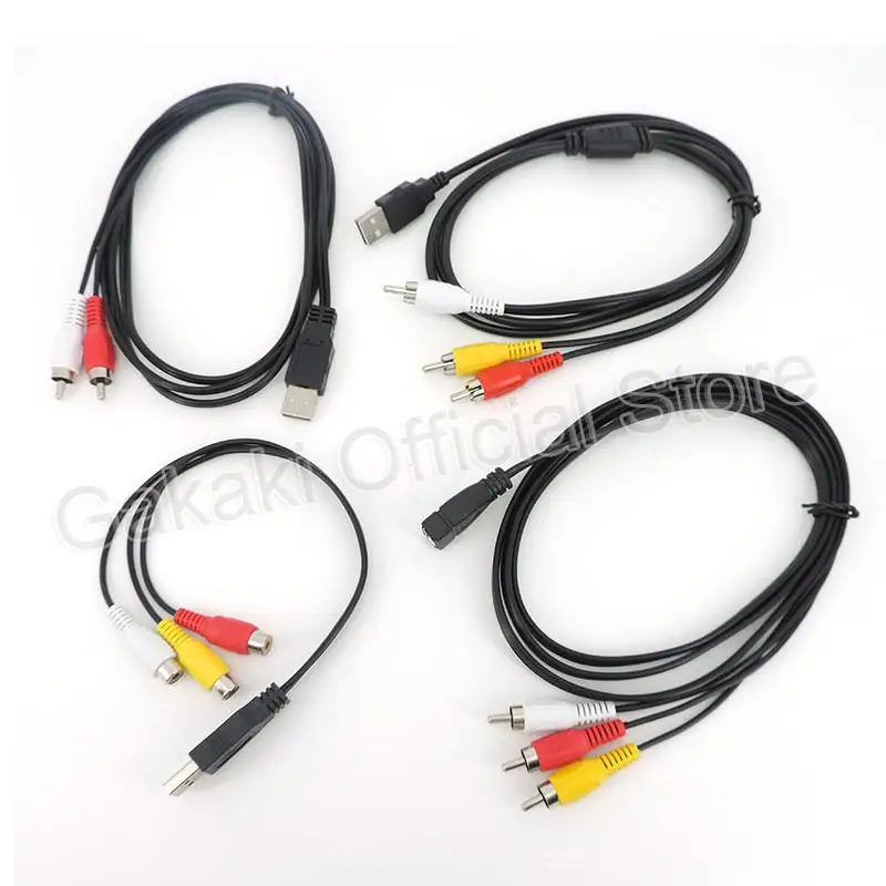 USB A 2,0 hembra macho a 2 3 Rca 2/3RCA macho hembra AV enchufe adaptador conector Cable PC TV HDTV AUX Audio Video - imagen 5