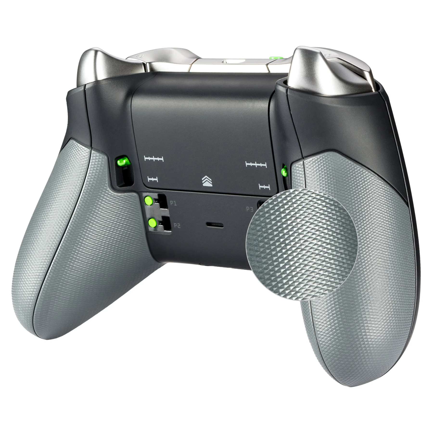 eXtremeRate Rieles laterales Empuñaduras traseras Paneles traseros para controlador Xbox One Elite (modelo 1698) - Negro Gris