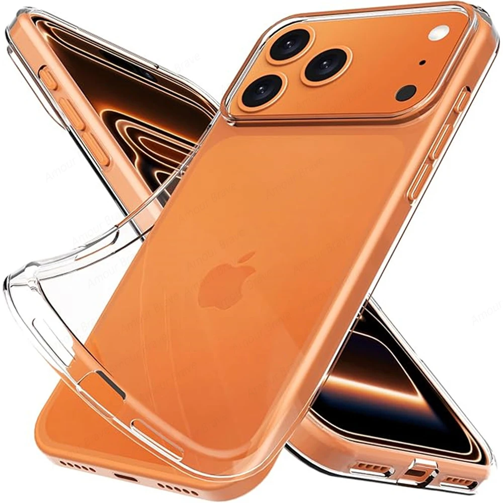 Funda de teléfono transparente de silicona TPU para iPhone 17 Pro Max, Funda transparente suave ultrafina para iPhone 17 Air Funda para iPhone 17 Pro