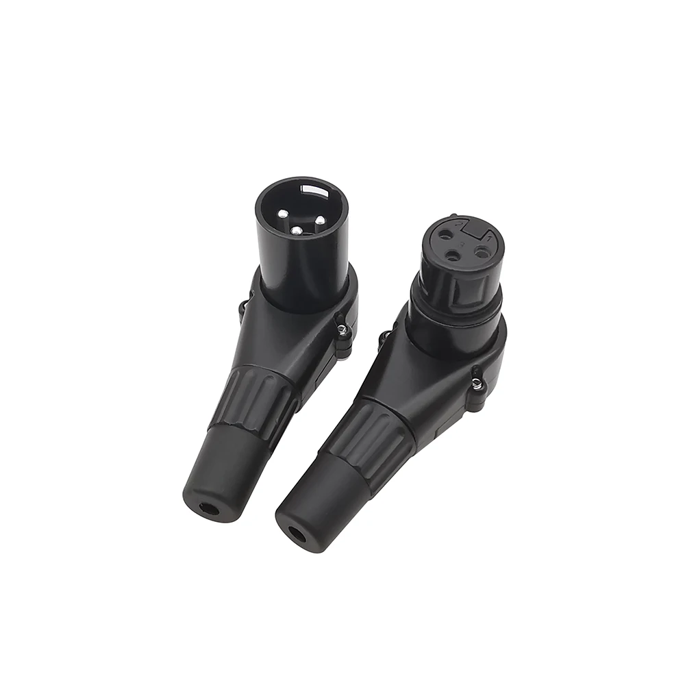 2 uds 90 grados ángulo recto 3 polos XLR conector XLR macho hembra micrófono adaptador de Cable de Audio - imagen 2