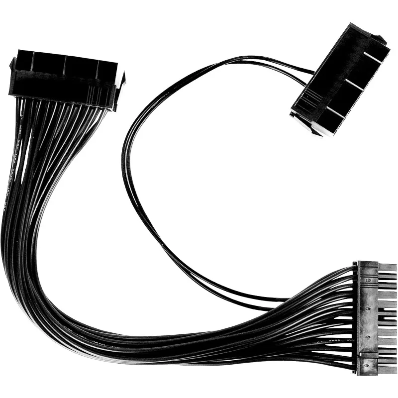 Adaptador de línea de alimentación síncrona de doble fuente de alimentación de 24 pines, para placa base ATX, cable de extensión de interfaz de alimentación de caja de 24 pines de 30 cm - imagen 2
