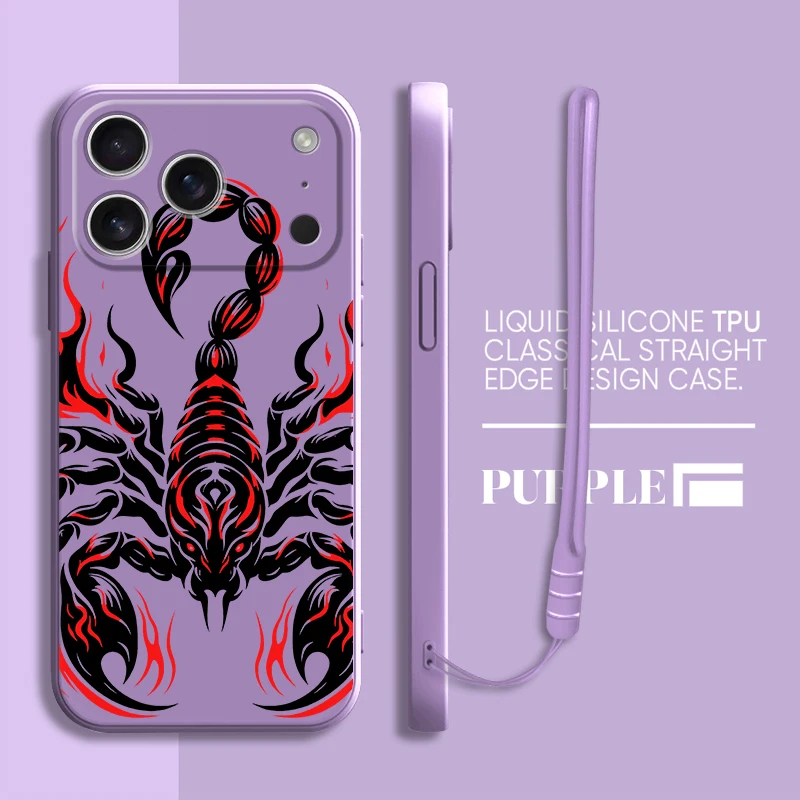 Funda de teléfono con cubierta suave de escorpión para Apple iPhone 16 14 15 Plus XS XR 7 8 11 12 13 Pro Max 17 Air 16e - imagen 3