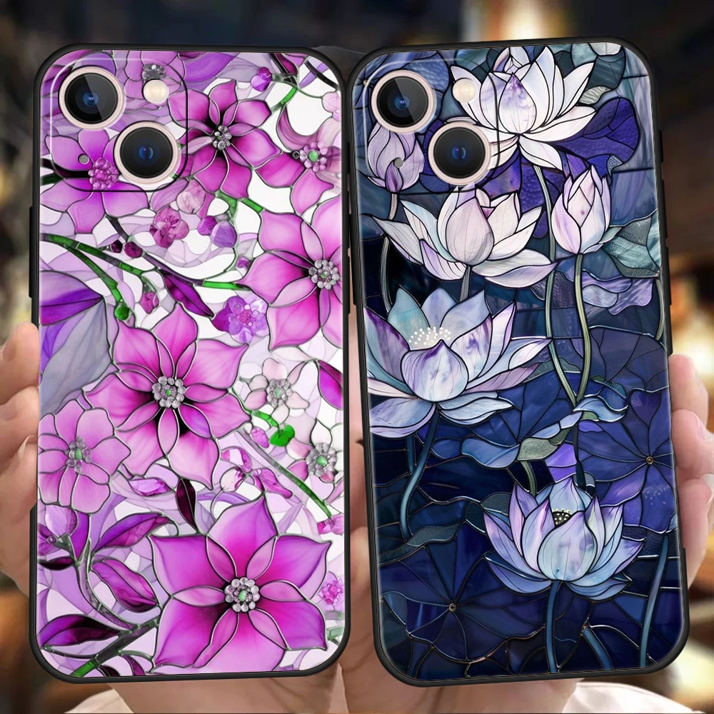 Funda de teléfono suave de TPU de lujo para iPhone 17 Air 16E 16 11 15 14 Pro MAX 12 13 7 8 Plus X XR XS SE 2022 cubierta flor mármol geometría