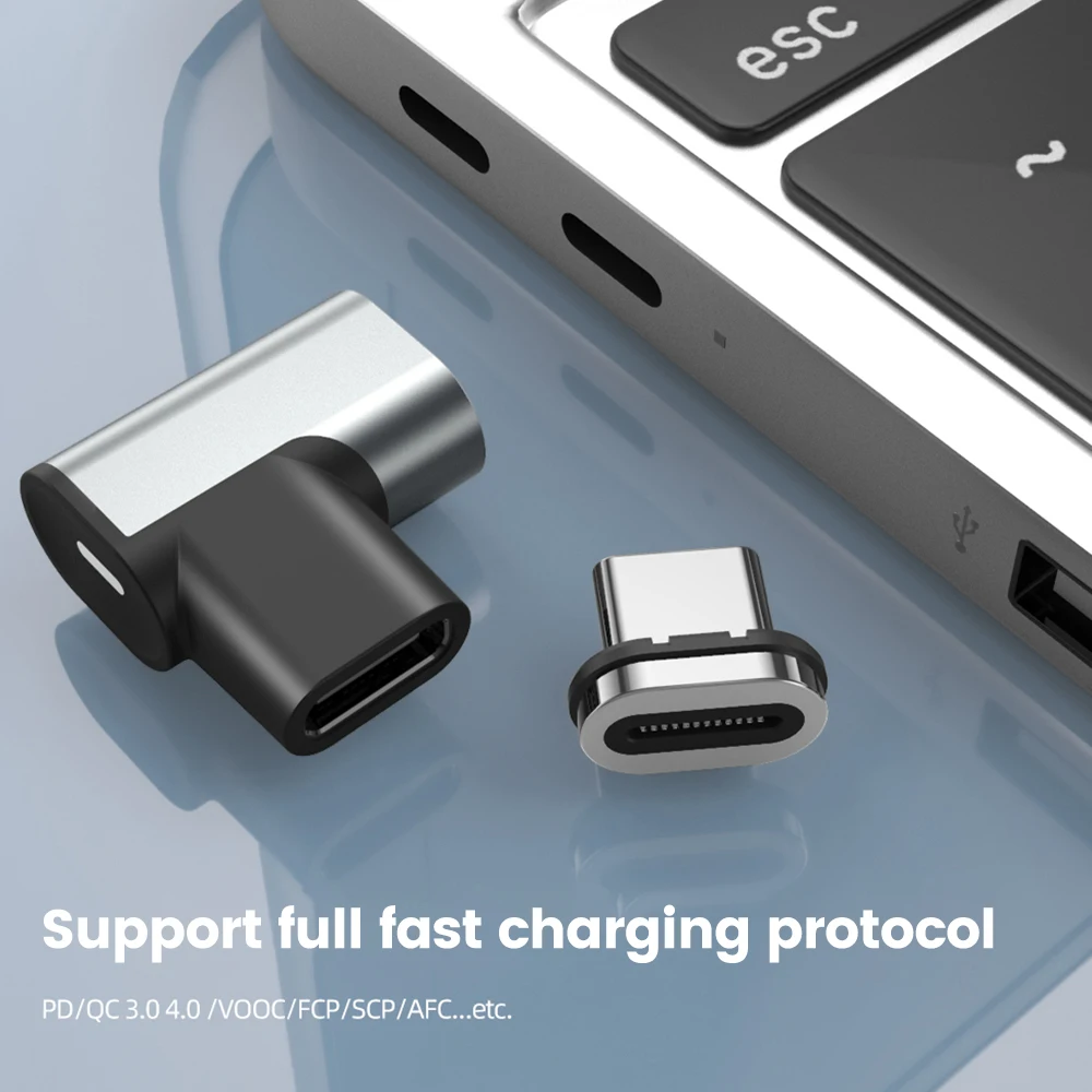 Adaptador magnético USB C a tipo C de 240W, convertidor magnético de transferencia de datos de carga rápida USB C, conector de vídeo 8K para tableta y portátil - imagen 5