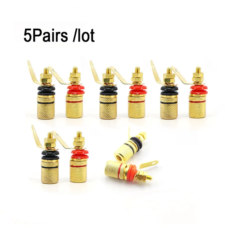 5 pares 5 negro 5 rojo chapado en oro conector Banana aislamiento terminales de sonido altavoz antiimpacto conector de poste de unión de plátano h