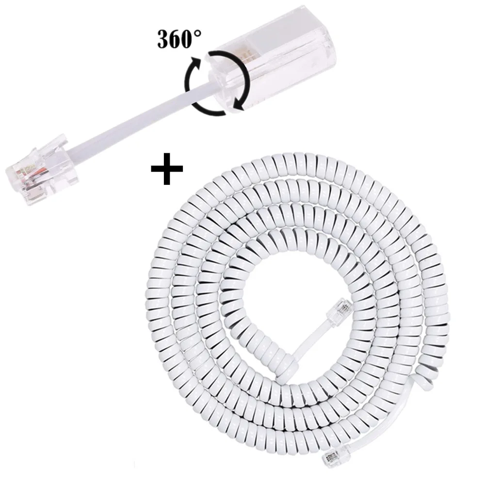 Cable de teléfono fijo RJ9 sin espiral, Cable de selección de 360 grados, accesorio de teléfono 4P4C - imagen 3