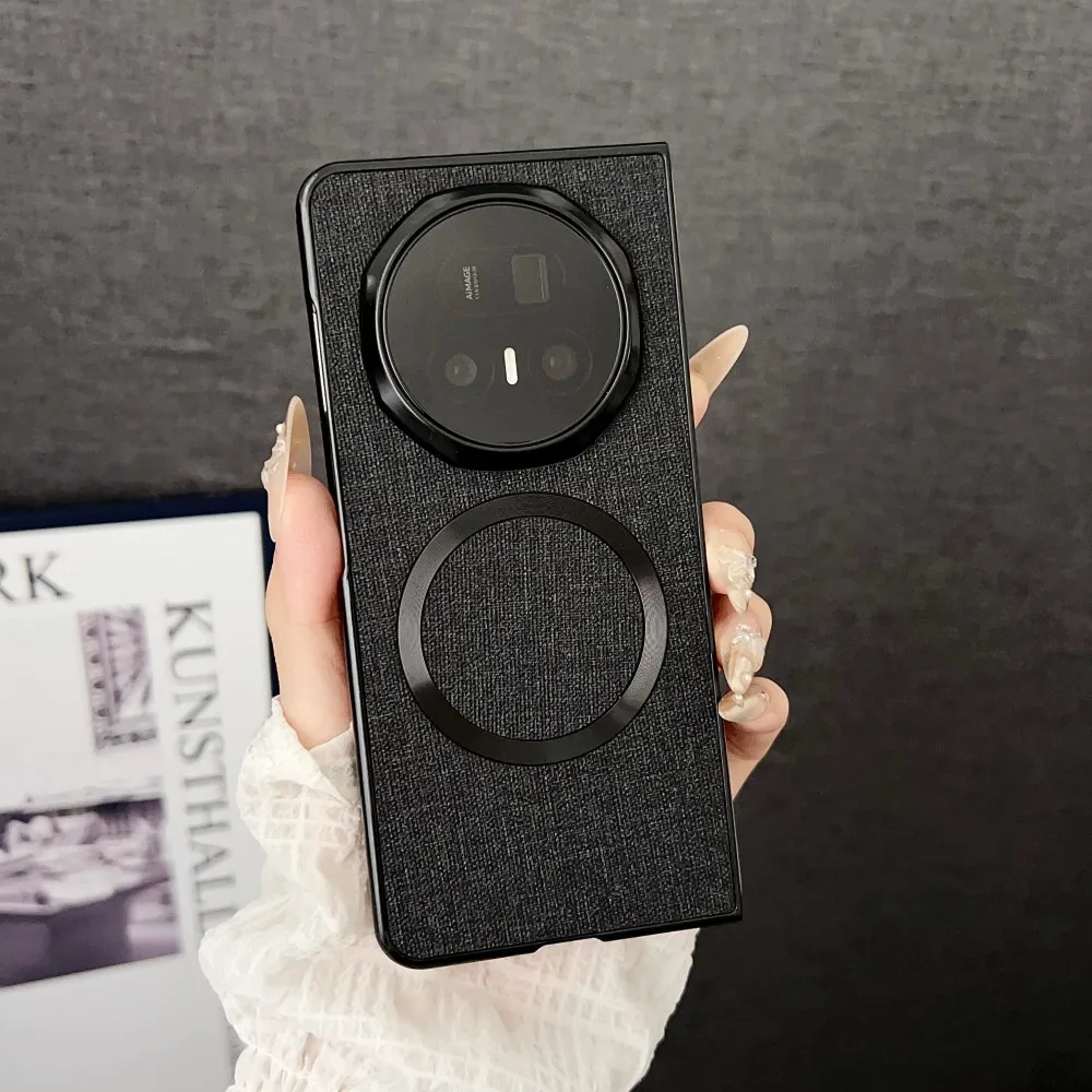 Para Huawei Honor Magic V5 funda de lujo PU tela magnética carga inalámbrica funda protectora trasera para Magic V5 V3 V 5 Shell - imagen 2