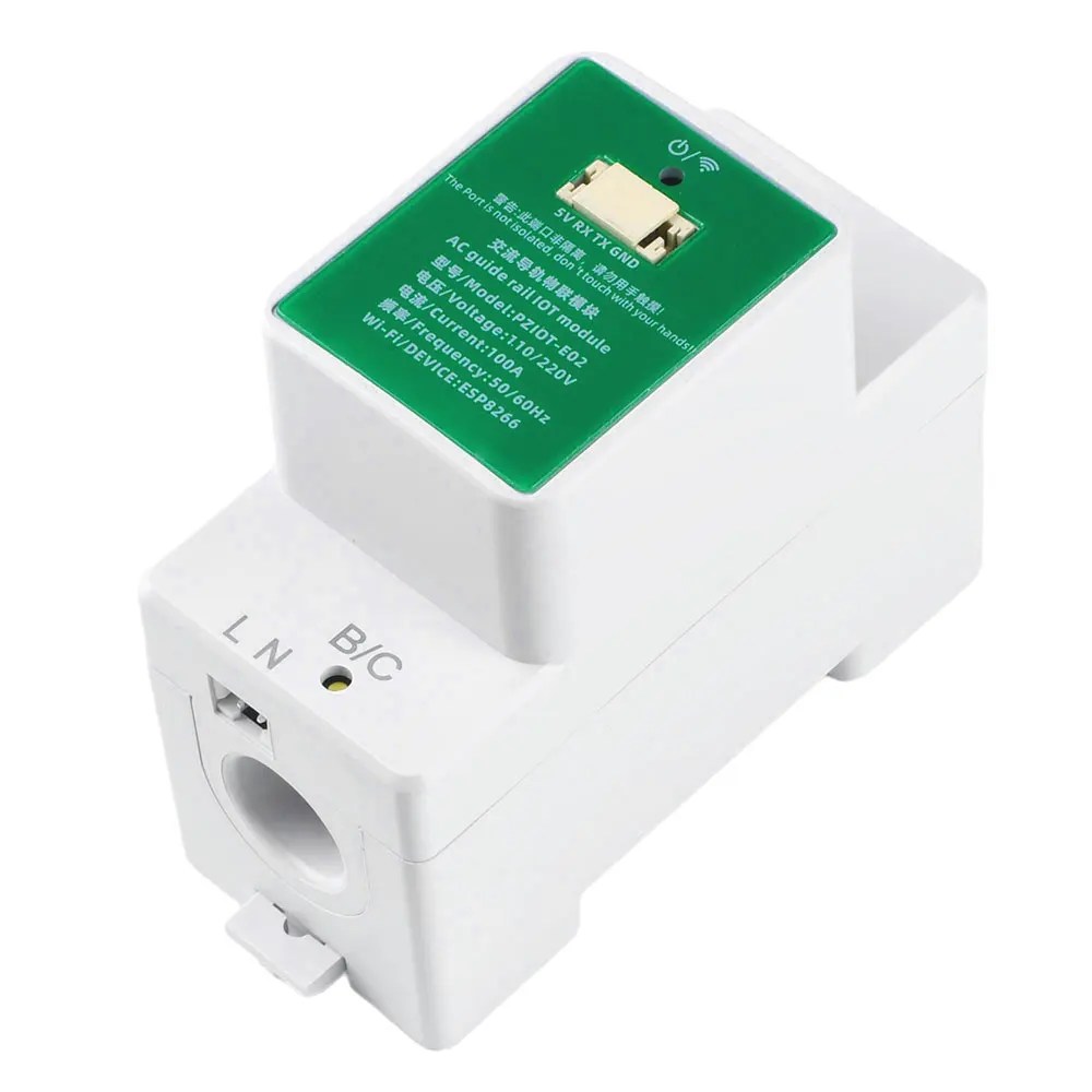 PZIOT-E02 de energía eléctrica monofásico, medidor de corriente de voltaje, módulo IOT, WIFI inteligente, 110V, 220V, 100A