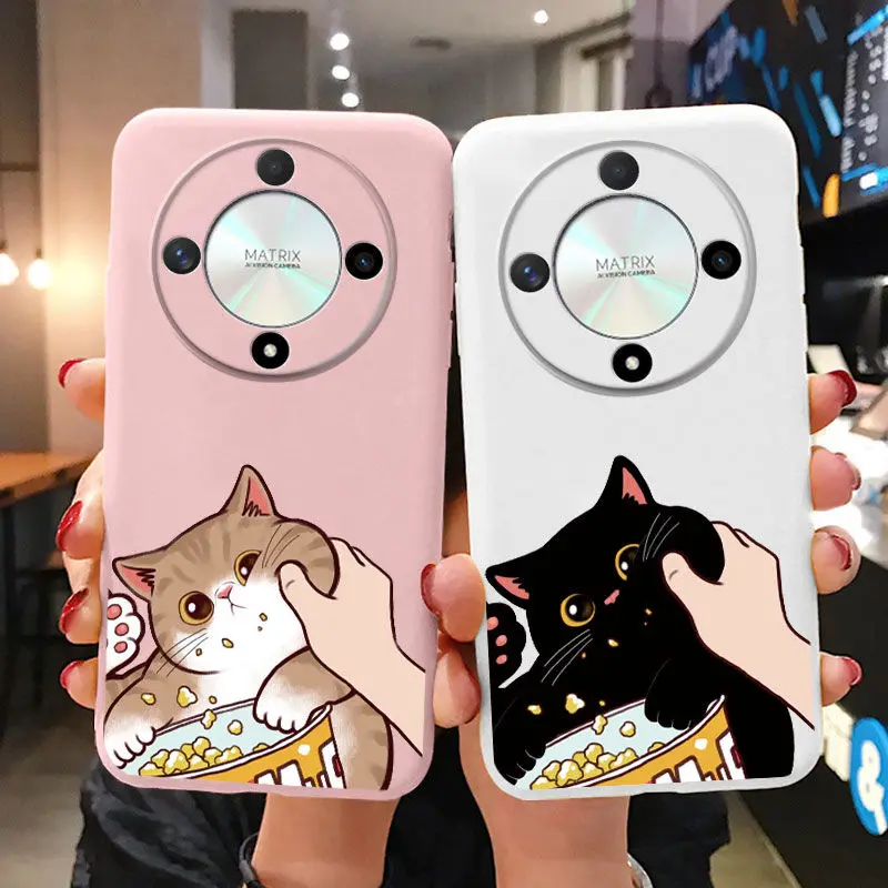 Funda de dibujos animados para Huawei Mate 20 Lite 20 Pro Nova 8i Honor 50 Lite Magic 4 5 6 LITE 5G X9 X9A X9B, carcasa suave con Gato bonito - imagen 2