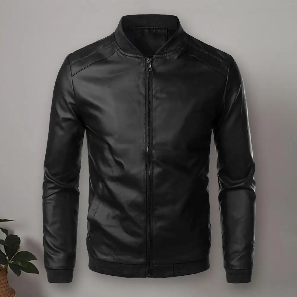 Chaqueta de béisbol a prueba de viento para hombre, abrigo elegante con cuello levantado, solapa con cremallera, bolsillos laterales, prendas de vestir para primavera y otoño - imagen 5