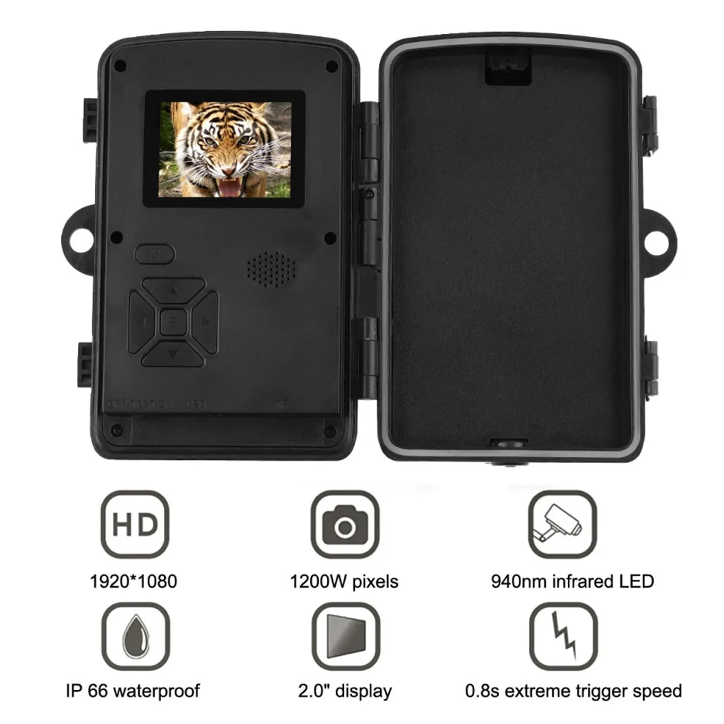 Cámara de caza de 16MP, 1080P, 940nm, disparador activado por movimiento infrarrojo, cámara de rastreo para caza, visión nocturna, trampas para fotos de vida silvestre al aire libre - imagen 5